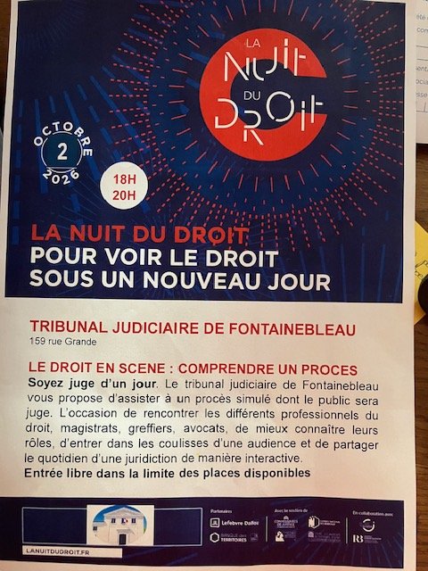 La Nuit du Droit au Tribunal Judiciaire de Fontainebleau des élèves option DGEMC